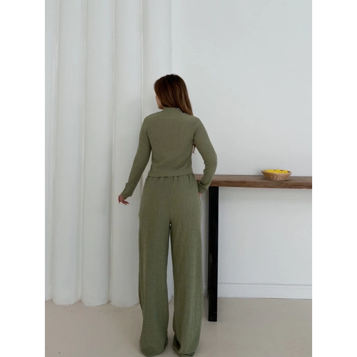 Balıkçı yaka örme takım mint st265865