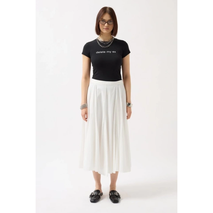 Baskılı Likralı Crop T-Shirt