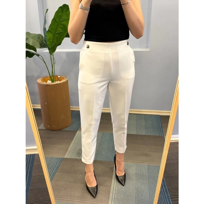 Bel Lasti̇kli̇ Düğmeli̇ Pantolon