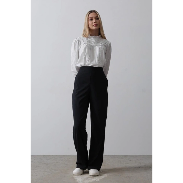 Beli Yarım Lastikli Palazzo Pantolon - Lacivert