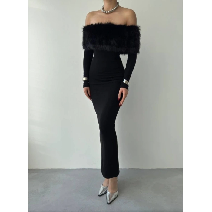 Bestia Straplez Tüy Detaylı Elbise