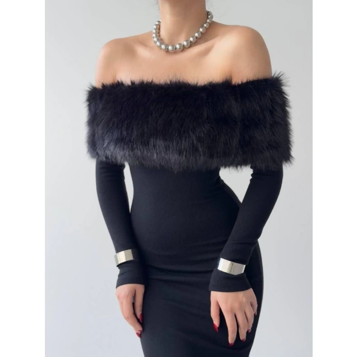 Bestia Straplez Tüy Detaylı Elbise