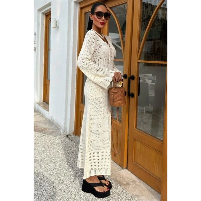 Birit Detaylı Ajurlu Elbise 2838