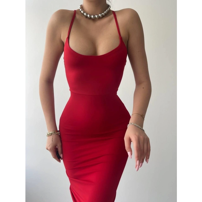 Blear Sırt Bağlamalı Elbise