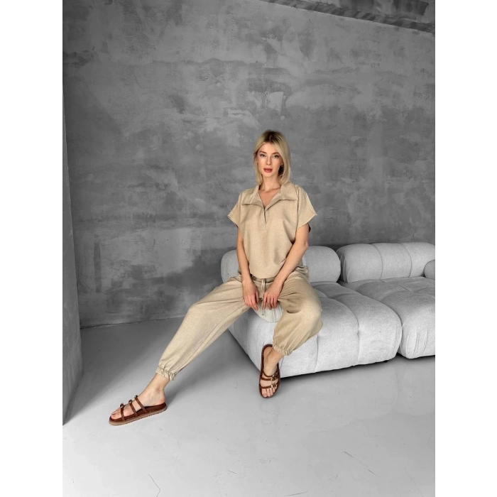 Bluz şalvar takım bej s255841
