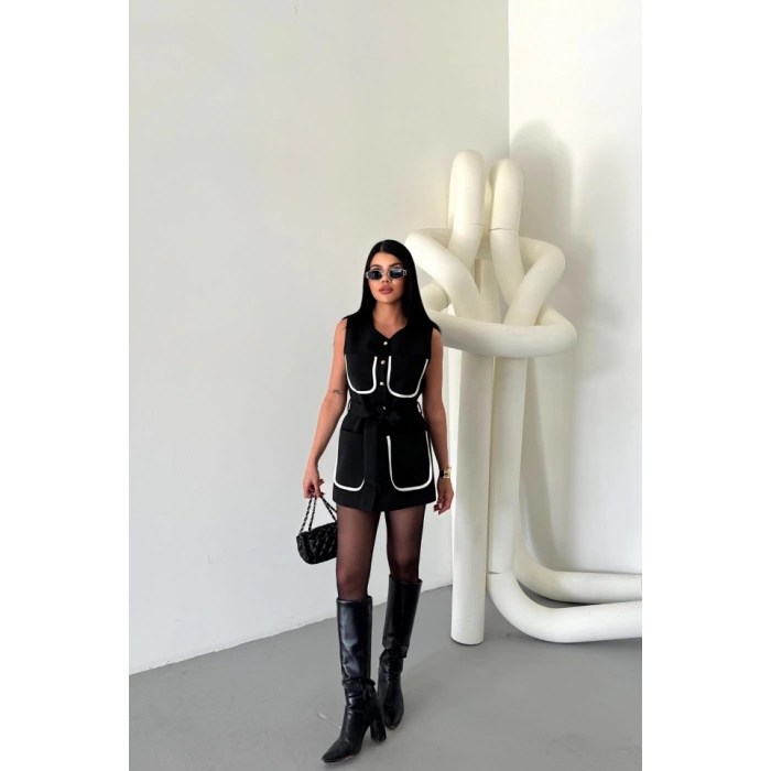 BÜYÜK CEP BİYE DETAYLIYELEK - Siyah