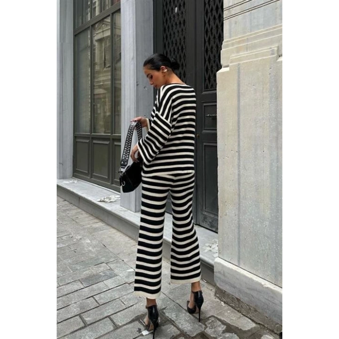Candy Çizgili Straight Fit Pantolon Takım 9705-015