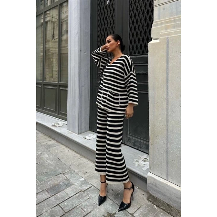 Candy Çizgili Straight Fit Pantolon Takım 9705-015