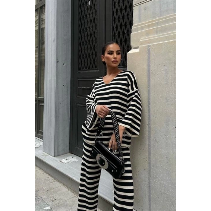 Candy Çizgili Straight Fit Pantolon Takım 9705-015