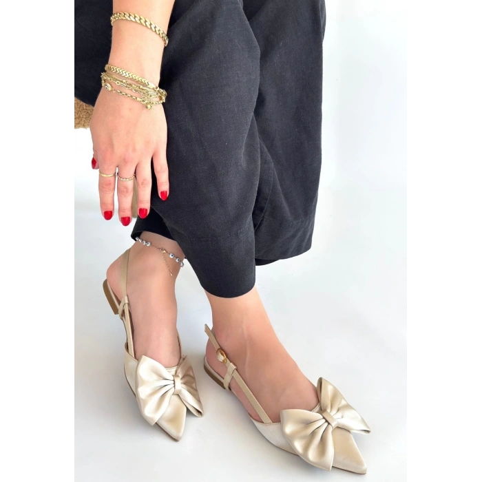 Cenya Bej Saten Babet Ayakkabı