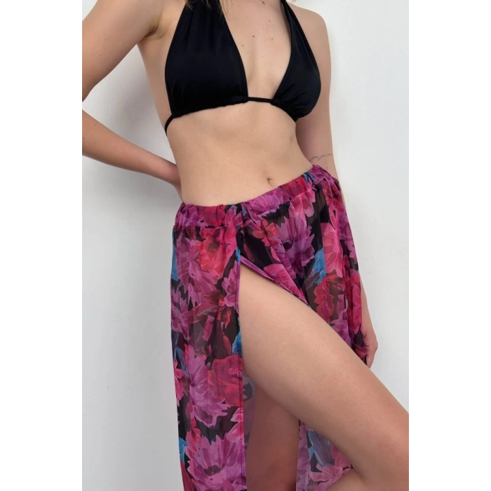 Çift Yırtmaçlı Desenli Pareo