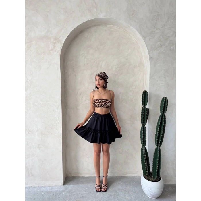 Çingene keten etek siyah s24808