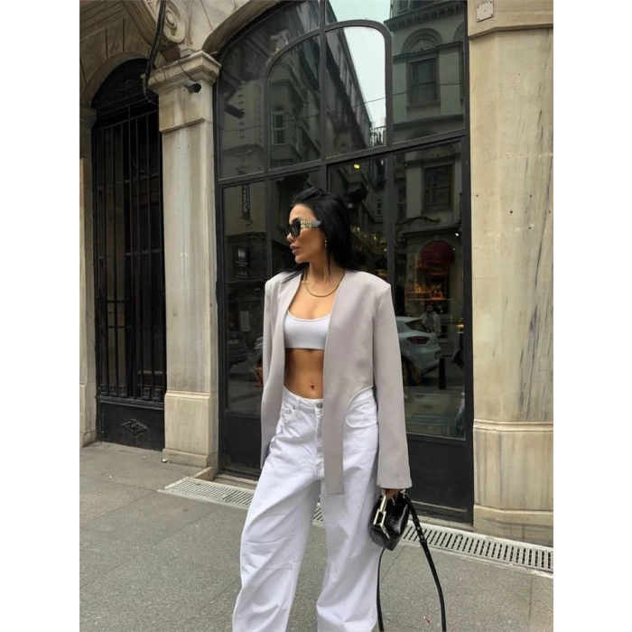 CROP CEKET BAĞLAMA KUYRUKLU - Gri