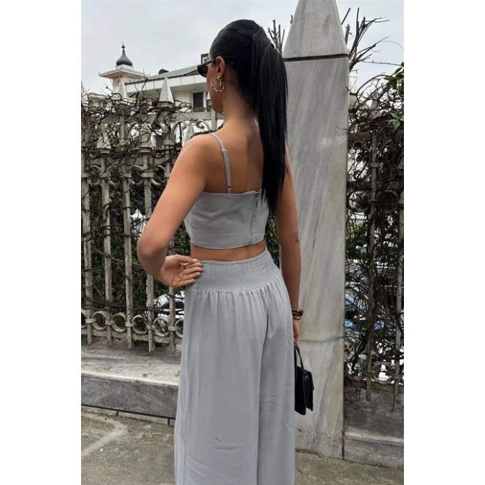 Crop Plazzo Pantolon Takım 10155-08