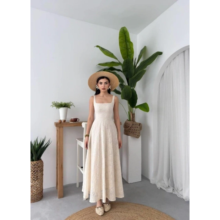 Cuper Çiçek Detaylı Elbise