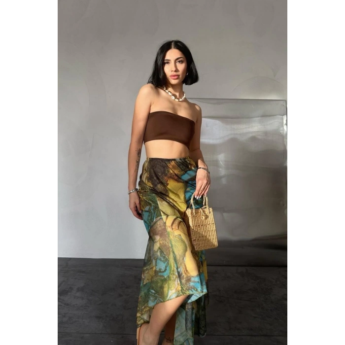 Desenli Baskılı Lastikli Etek