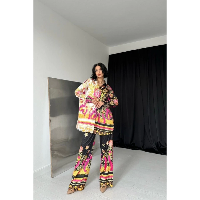 Desenli Gömlek Ve Desenli Pantolon Takım