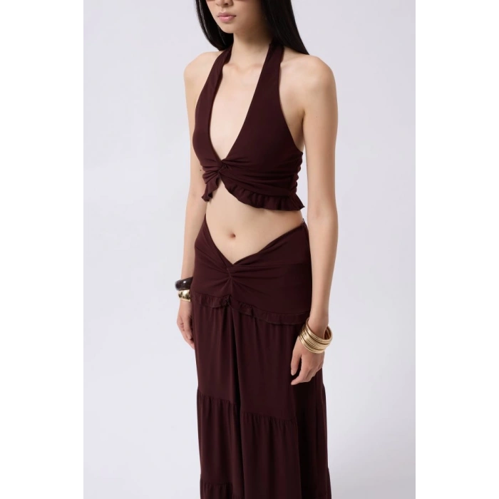 Düğüm Detay Fırfırlı Crop