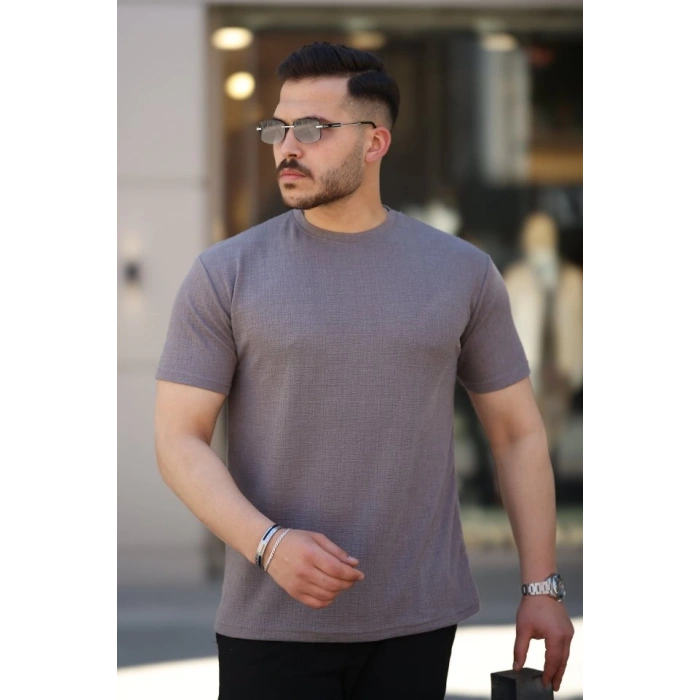 Erkek Ağaç Kabuğu Desenli Kısa Kollu T-shirt