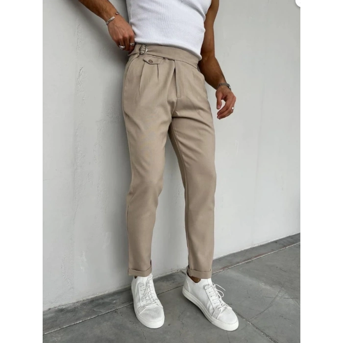 Erkek Bel Toka Detaylı Pileli Old Money Pantolon