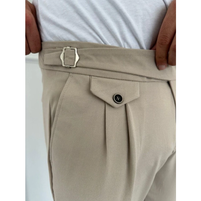 Erkek Bel Toka Detaylı Pileli Old Money Pantolon