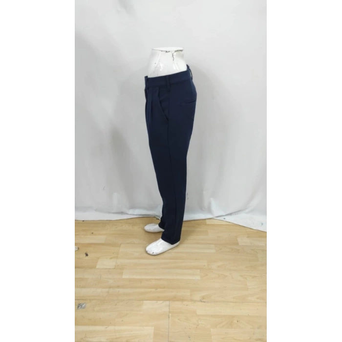 Erkek Belden Düğmeli Cepli Dokuma Pantolon