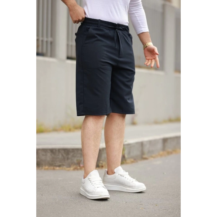 Erkek Beli Bağcıklı Ve Düğmeli Bezayağı Kumaş şort