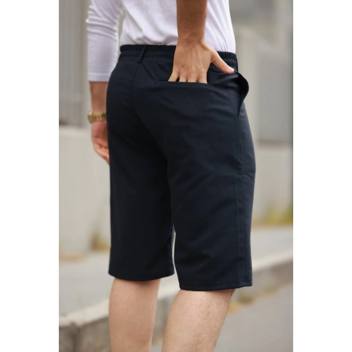 Erkek Beli Bağcıklı Ve Düğmeli Bezayağı Kumaş şort