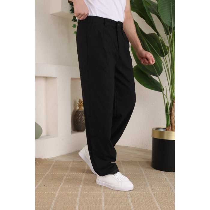 Erkek Beli Lastikli Pileli Baggy Pantolon