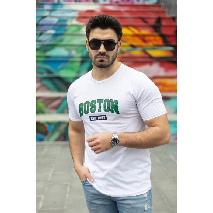 Erkek Boston Baskılı Süprem T-shirt