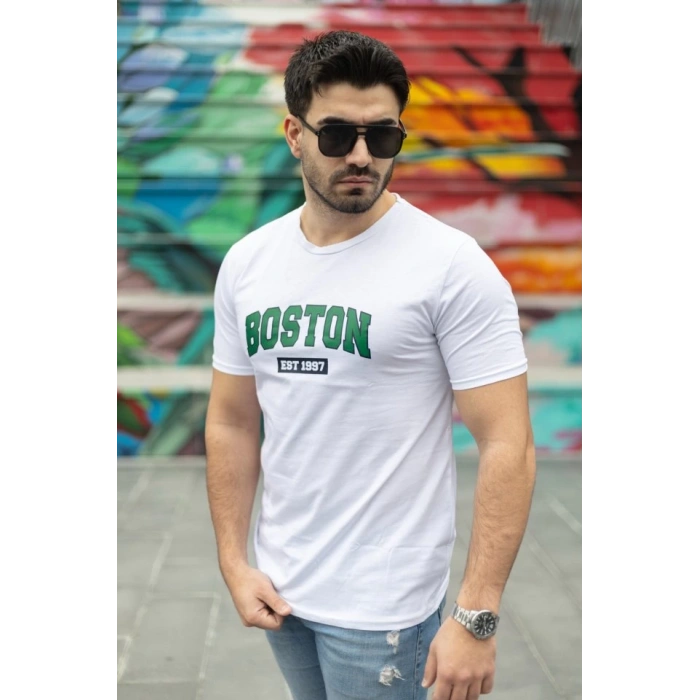 Erkek Boston Baskılı Süprem T-shirt