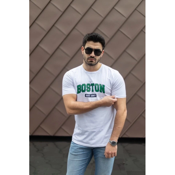 Erkek Boston Baskılı Süprem T-shirt