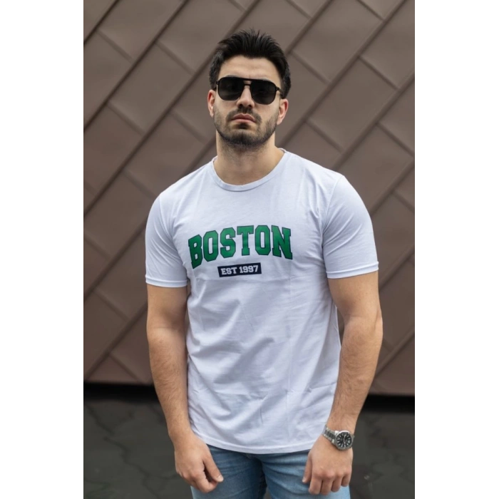 Erkek Boston Baskılı Süprem T-shirt
