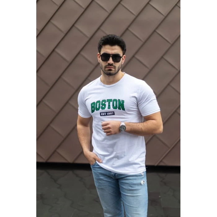 Erkek Boston Baskılı Süprem T-shirt