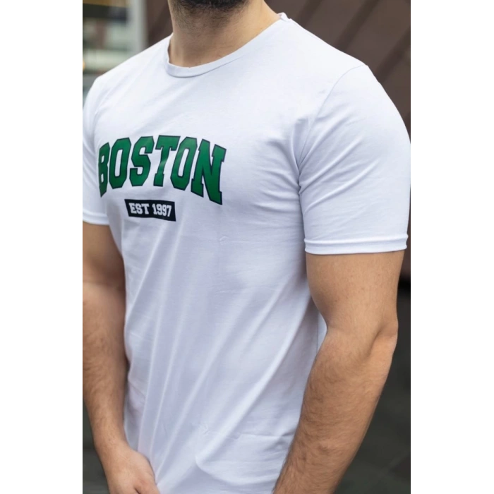 Erkek Boston Baskılı Süprem T-shirt