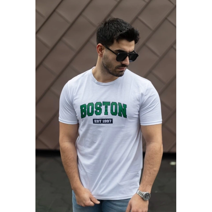 Erkek Boston Baskılı Süprem T-shirt