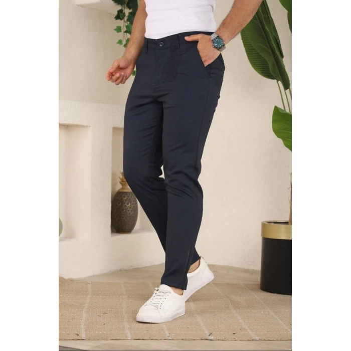 Erkek Casual Slim Fit Cord Desenli Kumaş Pantolon