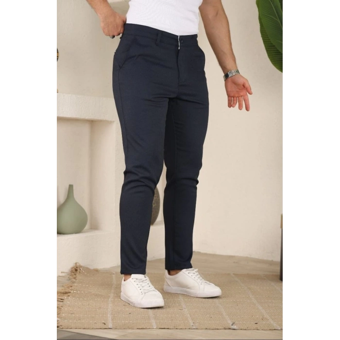 Erkek Casual Slim Fit Cord Desenli Kumaş Pantolon
