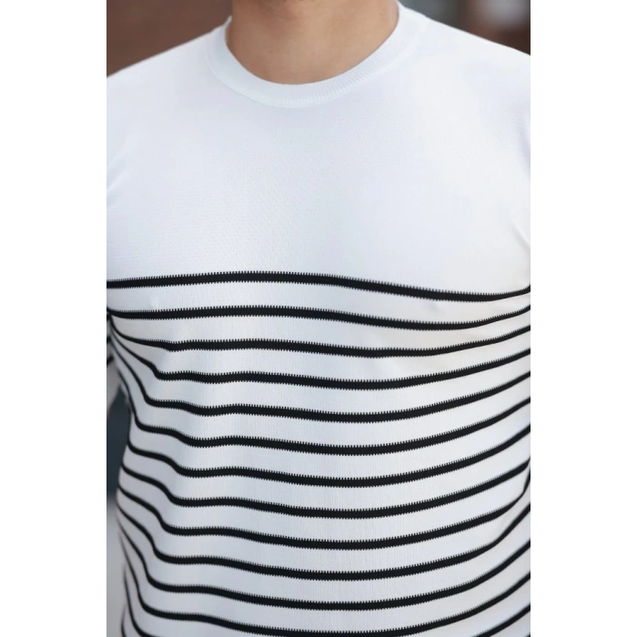 Erkek çizgi Desenli Bisiklet Yaka Kısa Kollu T-sihrt