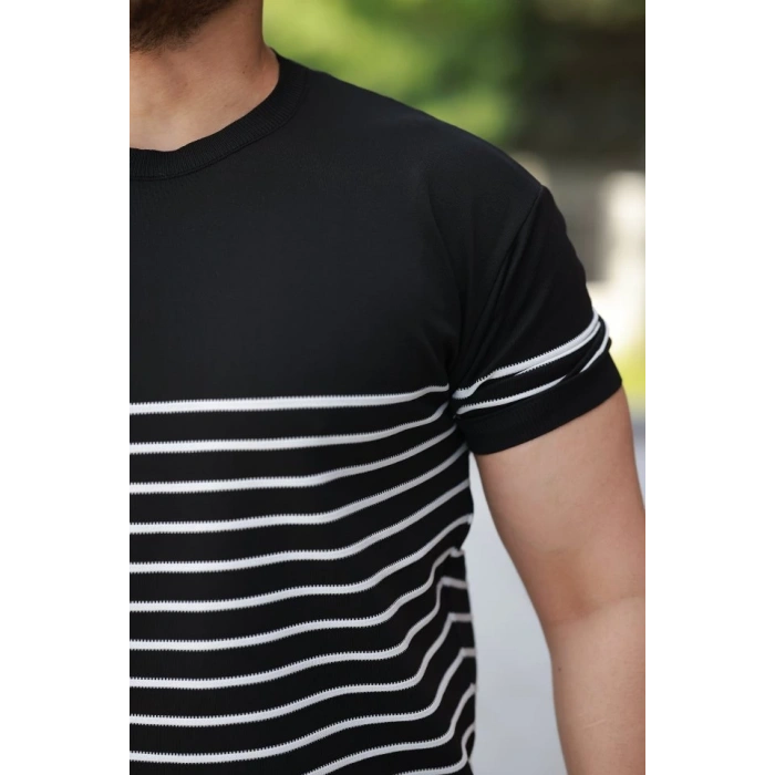Erkek çizgi Desenli Bisiklet Yaka Kısa Kollu T-sihrt