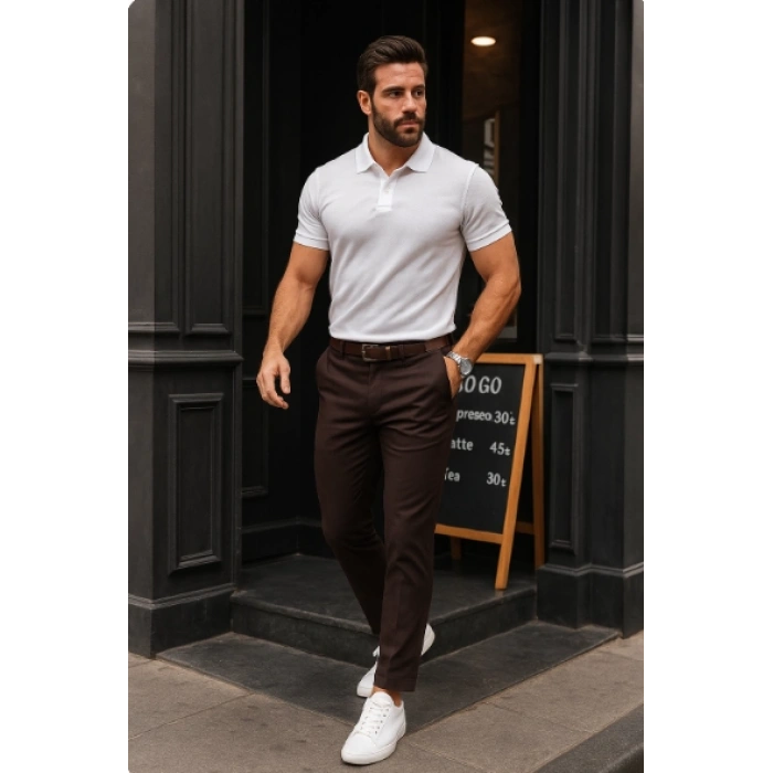 Erkek Düz Kesim Bilek Boy Kumaş Pantolon