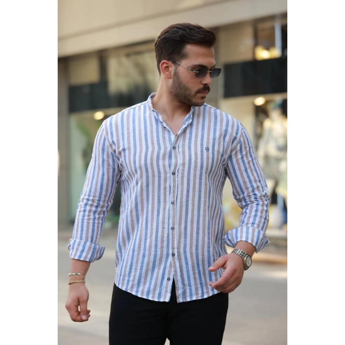 Erkek Hakim Yaka çok Renkli Gömlek