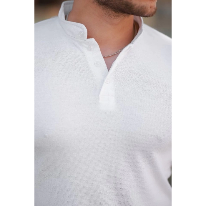 Erkek Hakim Yaka Dokuma Pamuklu Kumaş Kısa Kollu T-shirt