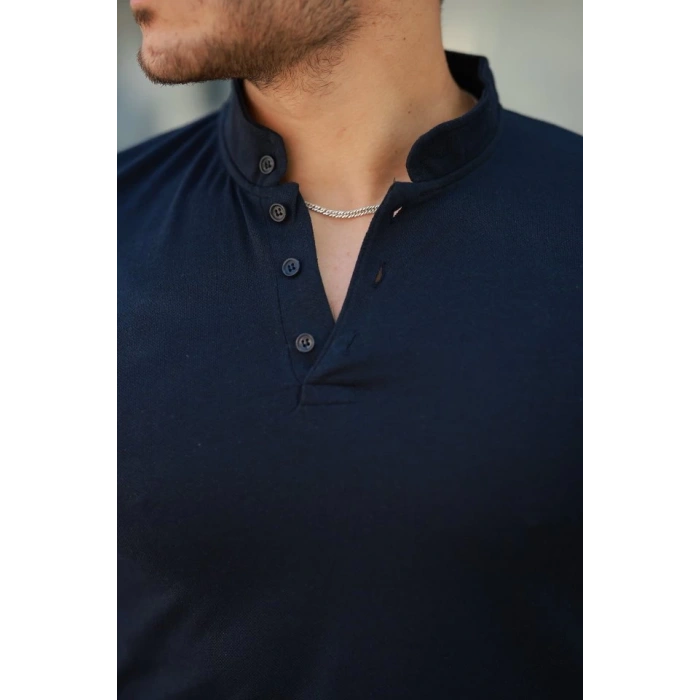 Erkek Hakim Yaka Dokuma Pamuklu Kumaş Kısa Kollu T-shirt