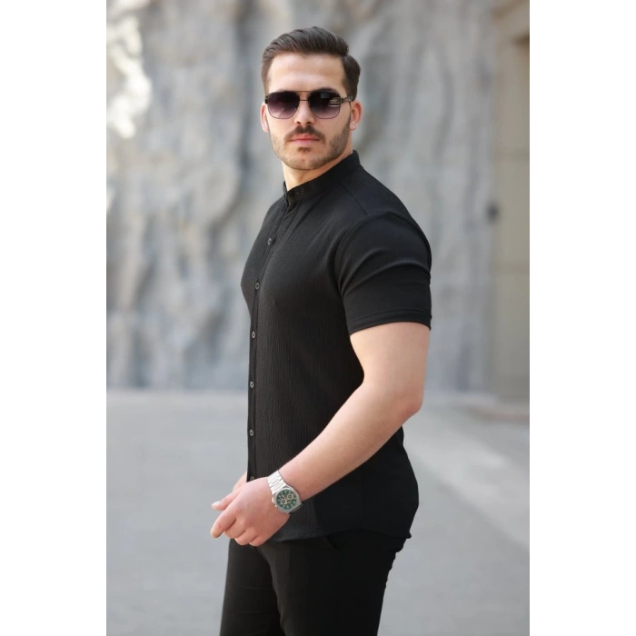 Erkek Hakim Yaka Kısa Kollu Gömlek