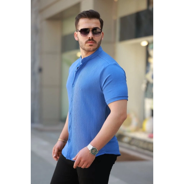 Erkek Hakim Yaka Kısa Kollu Gömlek