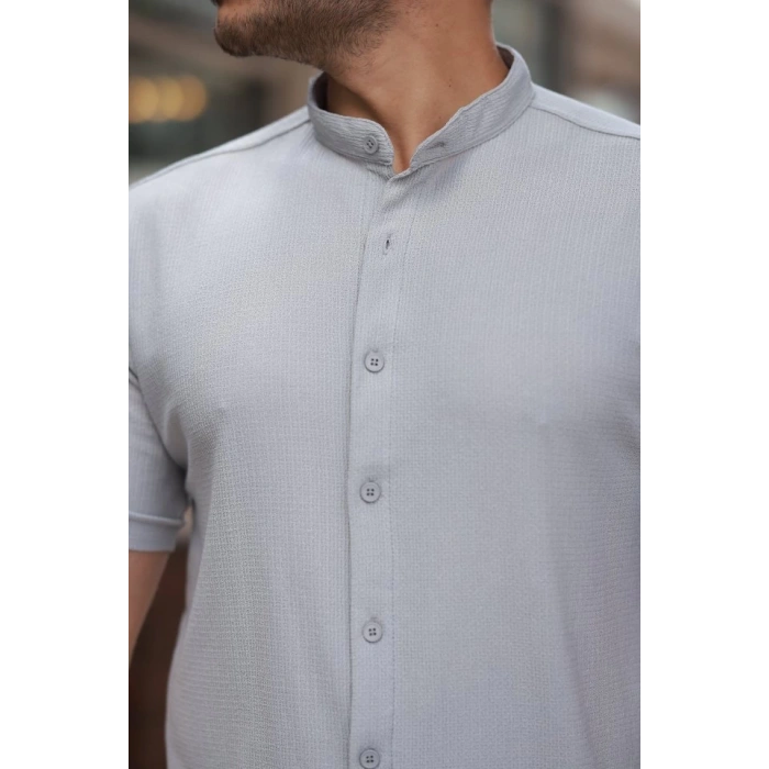 Erkek Hakim Yaka Kısa Kollu Gömlek