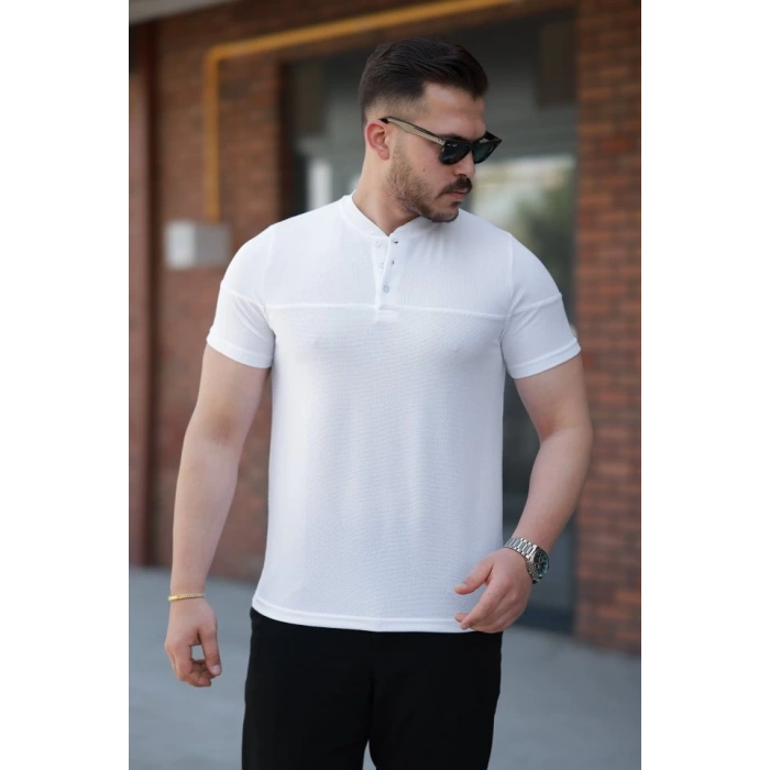 Erkek Hakim Yakalı Kısa Kollu Pamuklu T-shirt