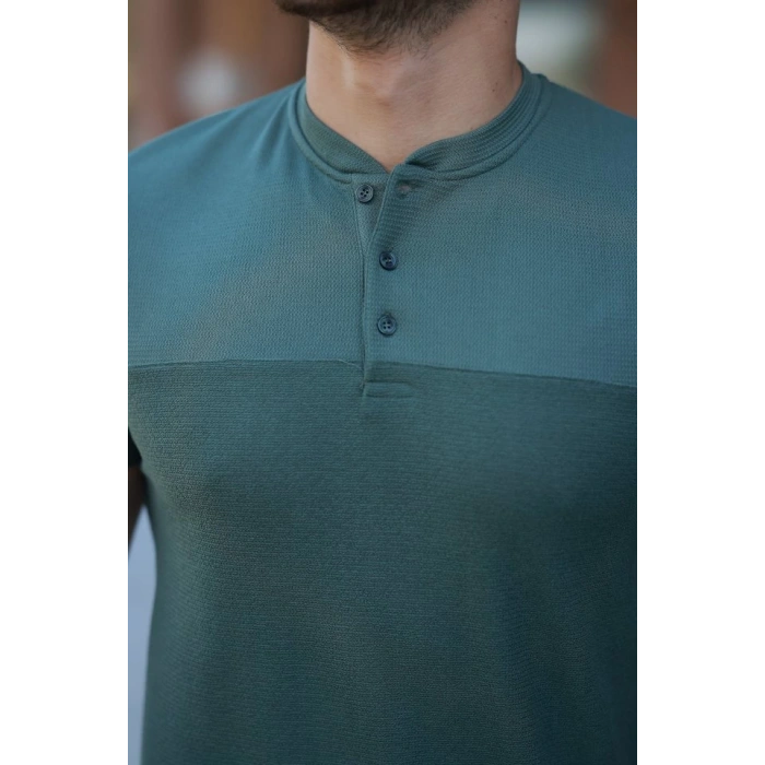 Erkek Hakim Yakalı Kısa Kollu Pamuklu T-shirt