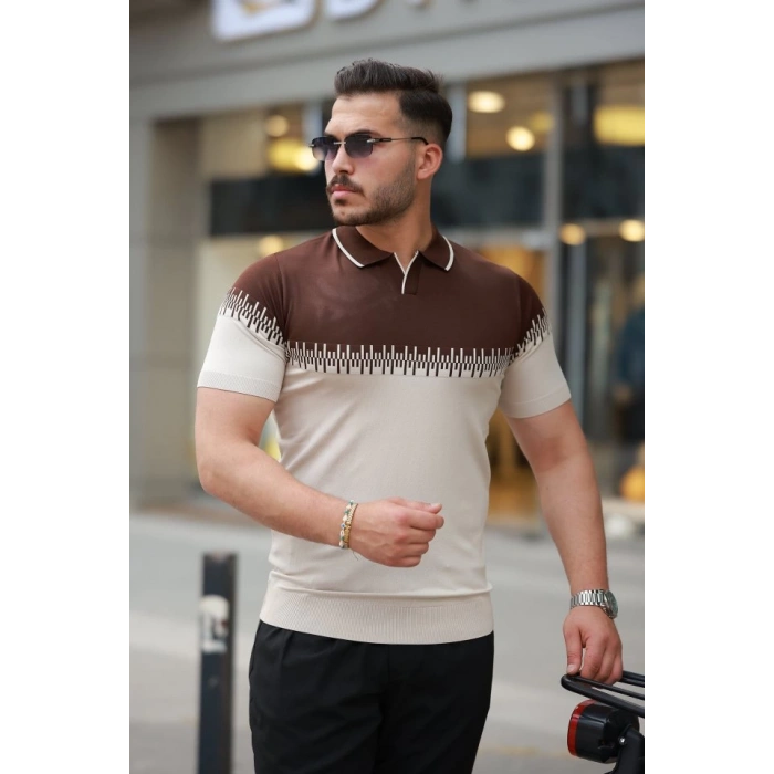 Erkek Hemşire Yaka çift Renk Kısa Kollu Tişört